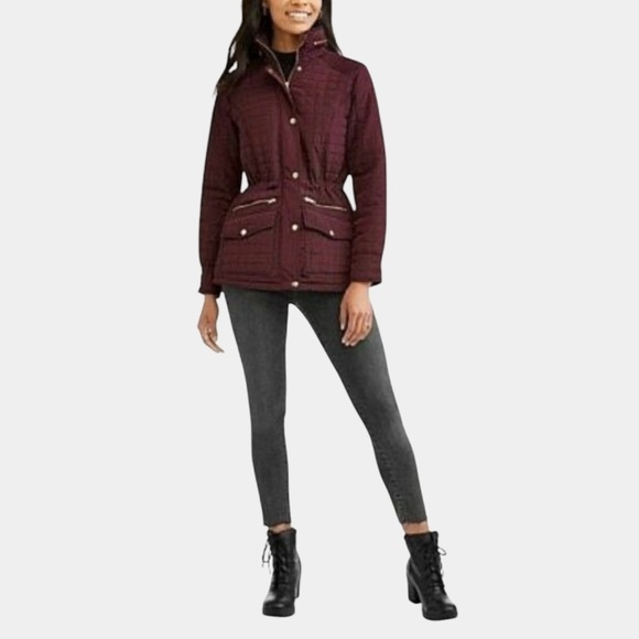 jason maxwell Jackets & Blazers - Jason Maxwell Outerwear Womens Quilted Jacket Size M Burgundy Full Zip
